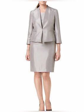 Le Suit Petite Shiny Jacket & Sheath Dress Suit 2-Piece NWT Sz 2P